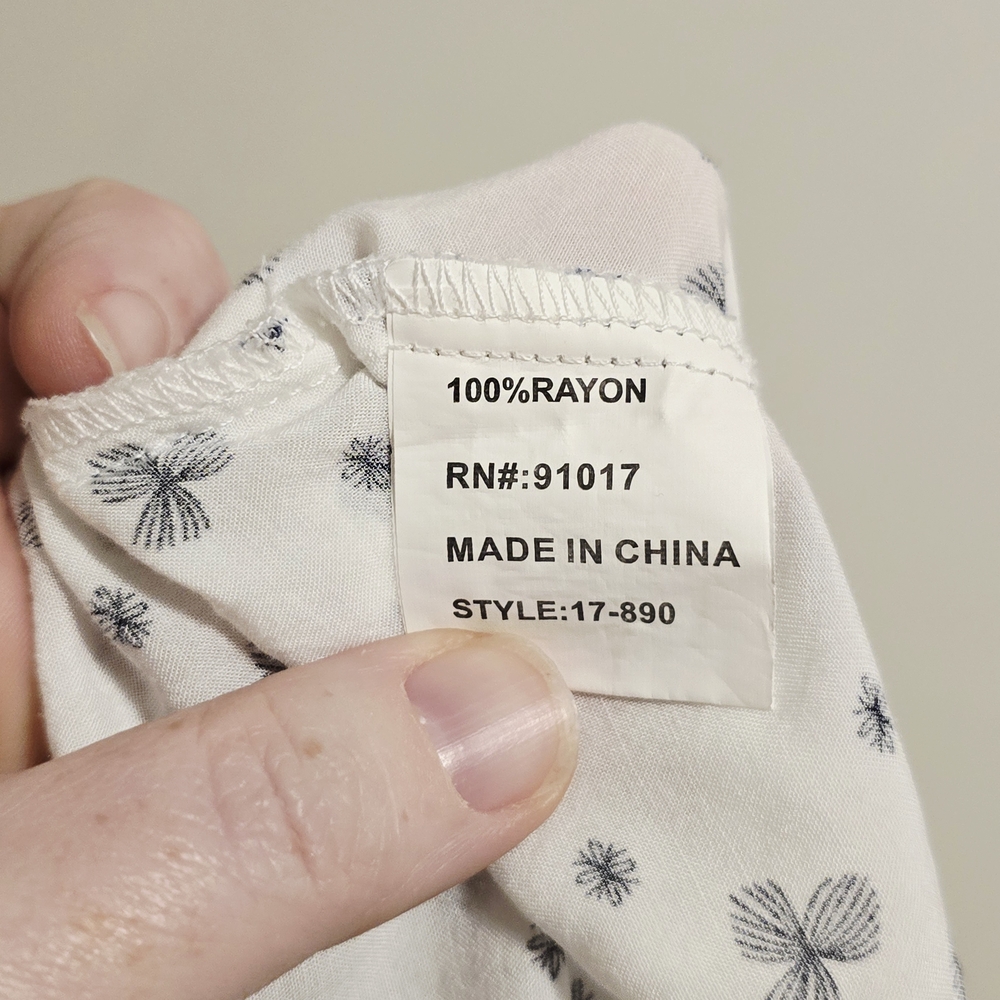 Solitaire White Black Print Button Down Blouse Sm… - image 7